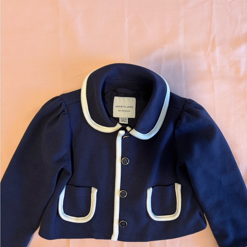 Janie and Jack Classic Navy Blazer with White Accents
